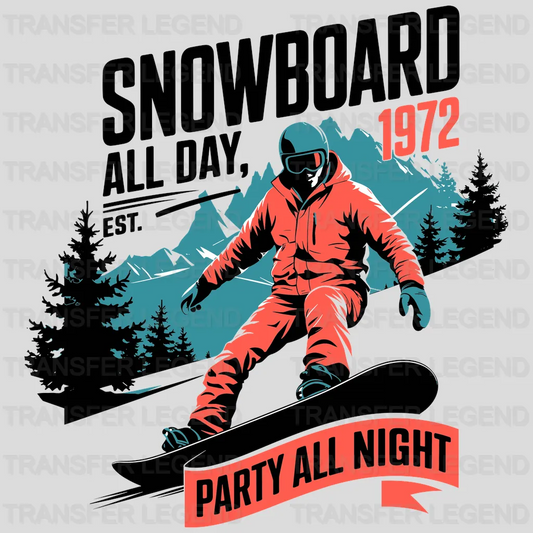 Snowboard All Day Winter Design - DTF Heat Transfers - transferlegend