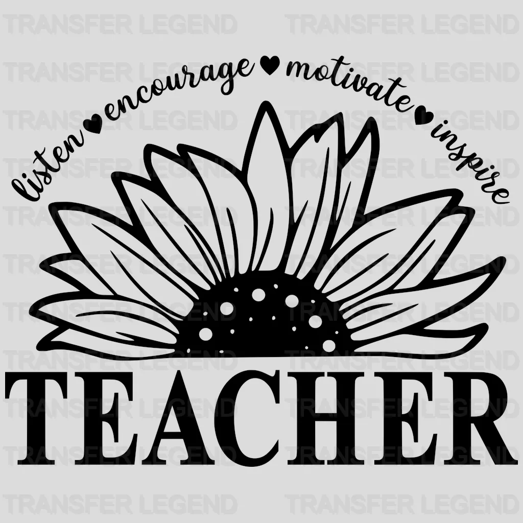 Listen Encourage Motivate Inspire Flower Design - DTF heat transfer - transferlegend