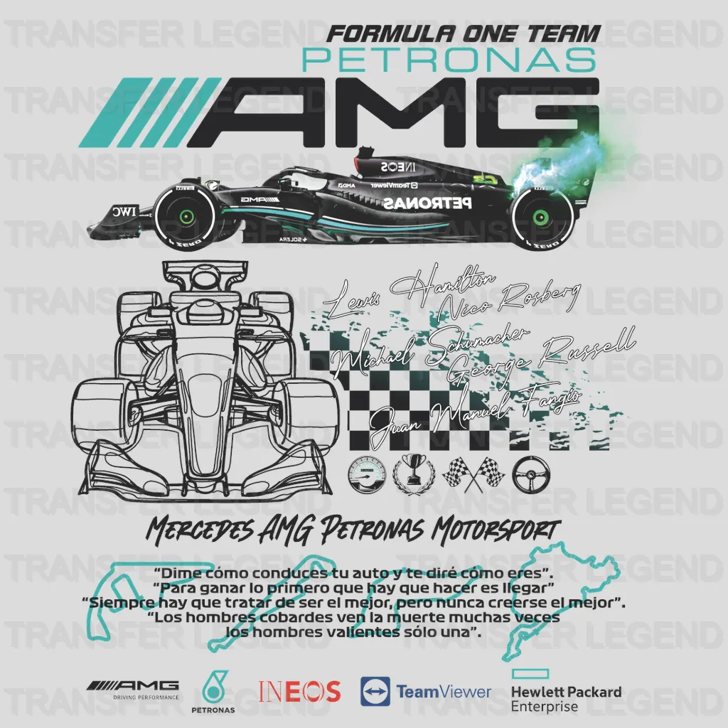 Mercedes AMG Petronas Cras Design - DTF Heat Transfer - transferlegend