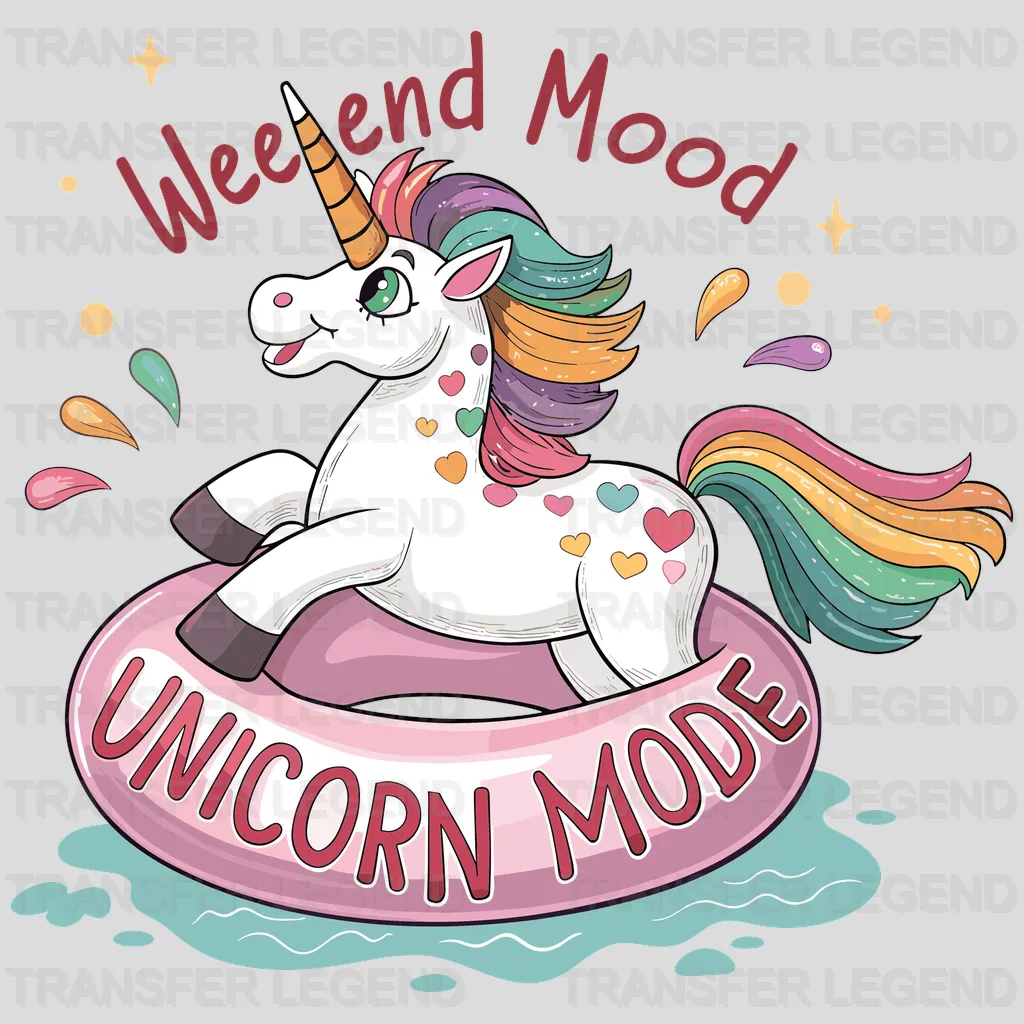 Weekend Mood Unicorn Design - DTF Heat Transfers - transferlegend