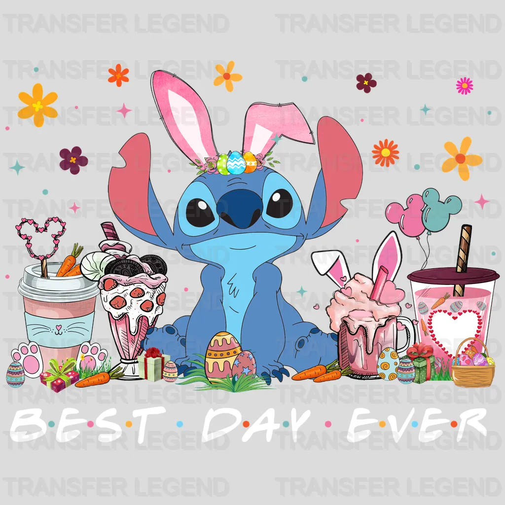 Stitch Coffee Cups Easter Best Day Ever Design- DTF heat transfer - transferlegend