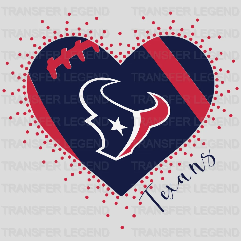 Houston Texans Football Icon Heart Logo NFL Design - DTF Heat Transfer