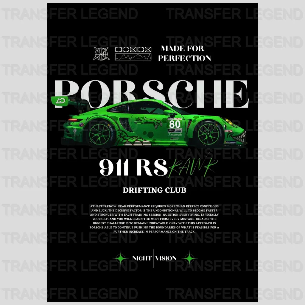 Porsche 911 RS Night Vision Cars Design - DTF Heat Transfer - transferlegend