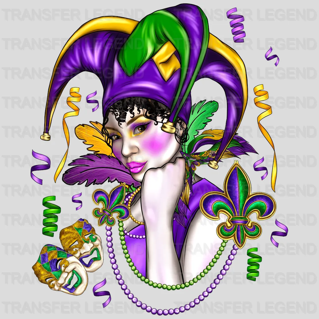 Mardi Gras Women Design- Mardi Gras DTF heat transfer - transferlegend