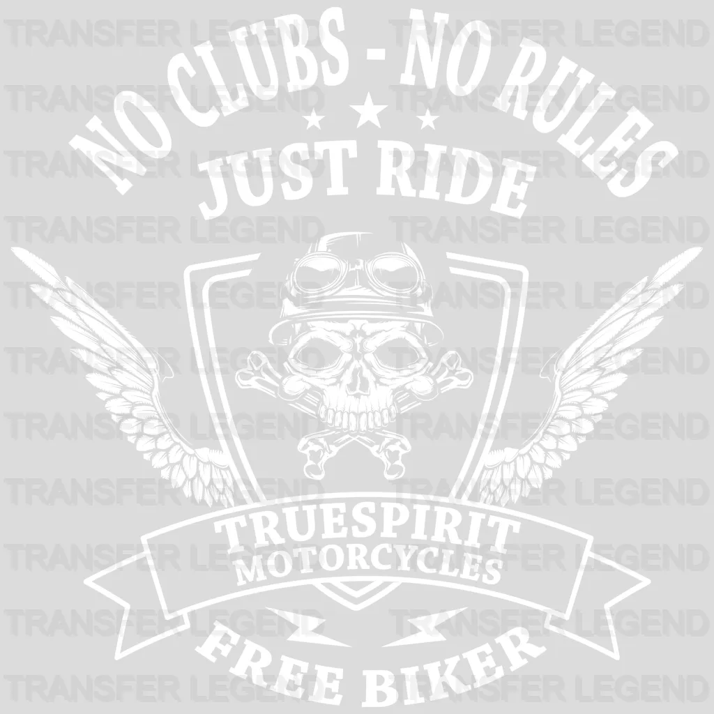 No Clubs No Rules Just Ride - Motocycle Design DTF Heat Transfer - transferlegend