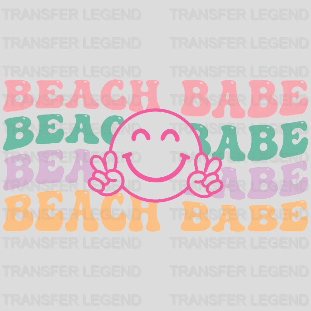 Beach Babe Smiley Face UV DTF Transfer Cup Wrap UV DTF Sticker - transferlegend