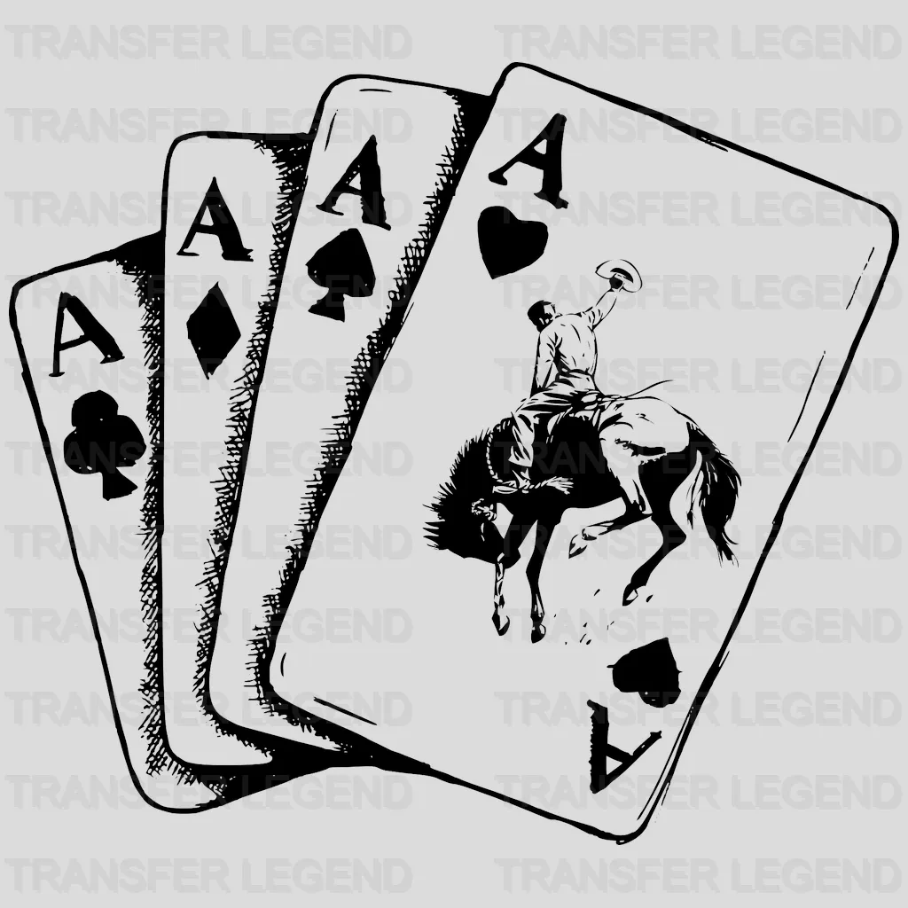 Ace of Spades Playing Card Cowboy Design - DTF heat transfer - transferlegend