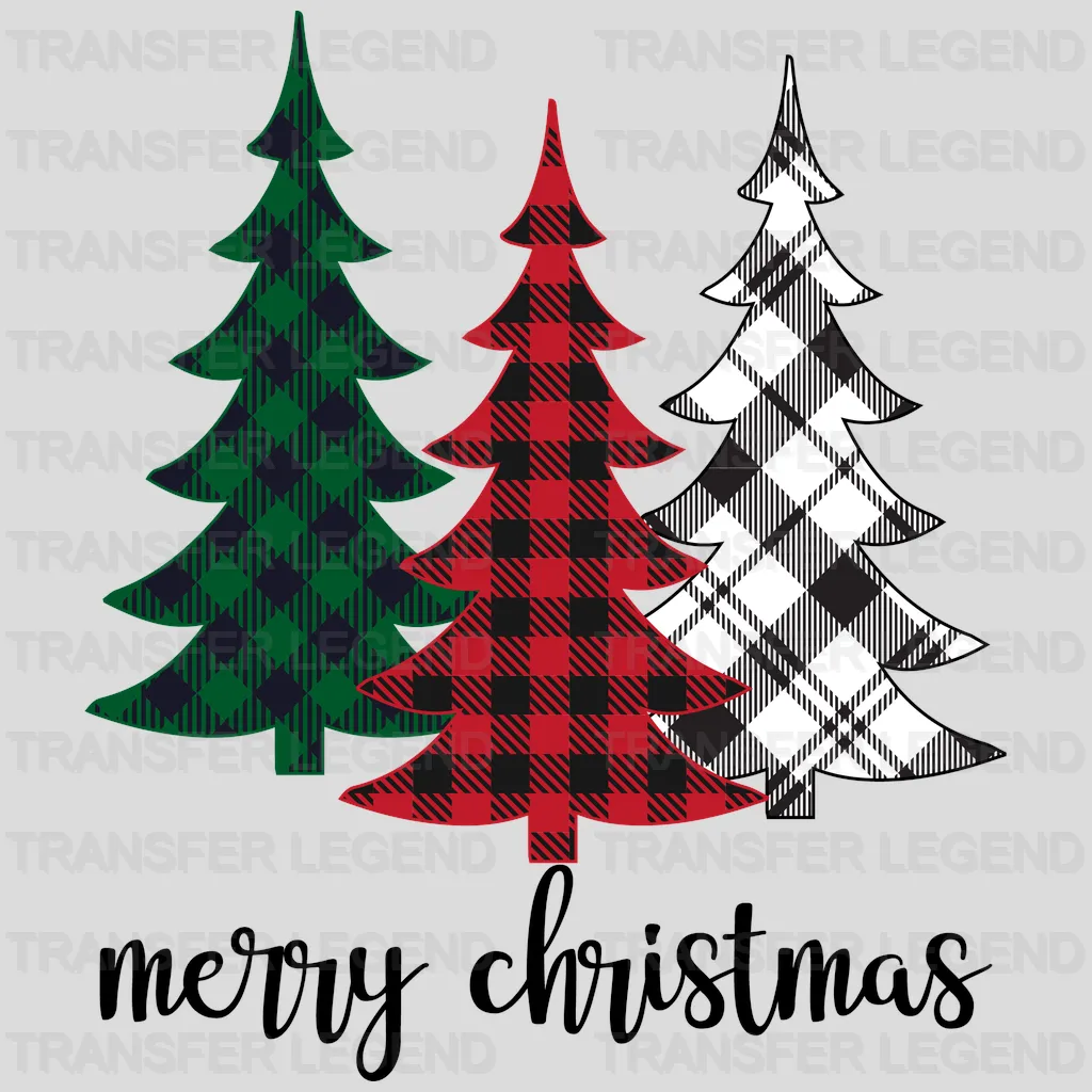 Merry christmas, Christmas tress design, Dtf Transfer - transferlegend