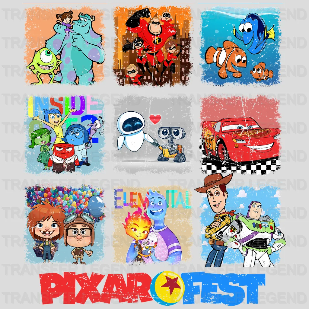 Pixar Fest 2  Disney Designs - DTF Heat Transfers
