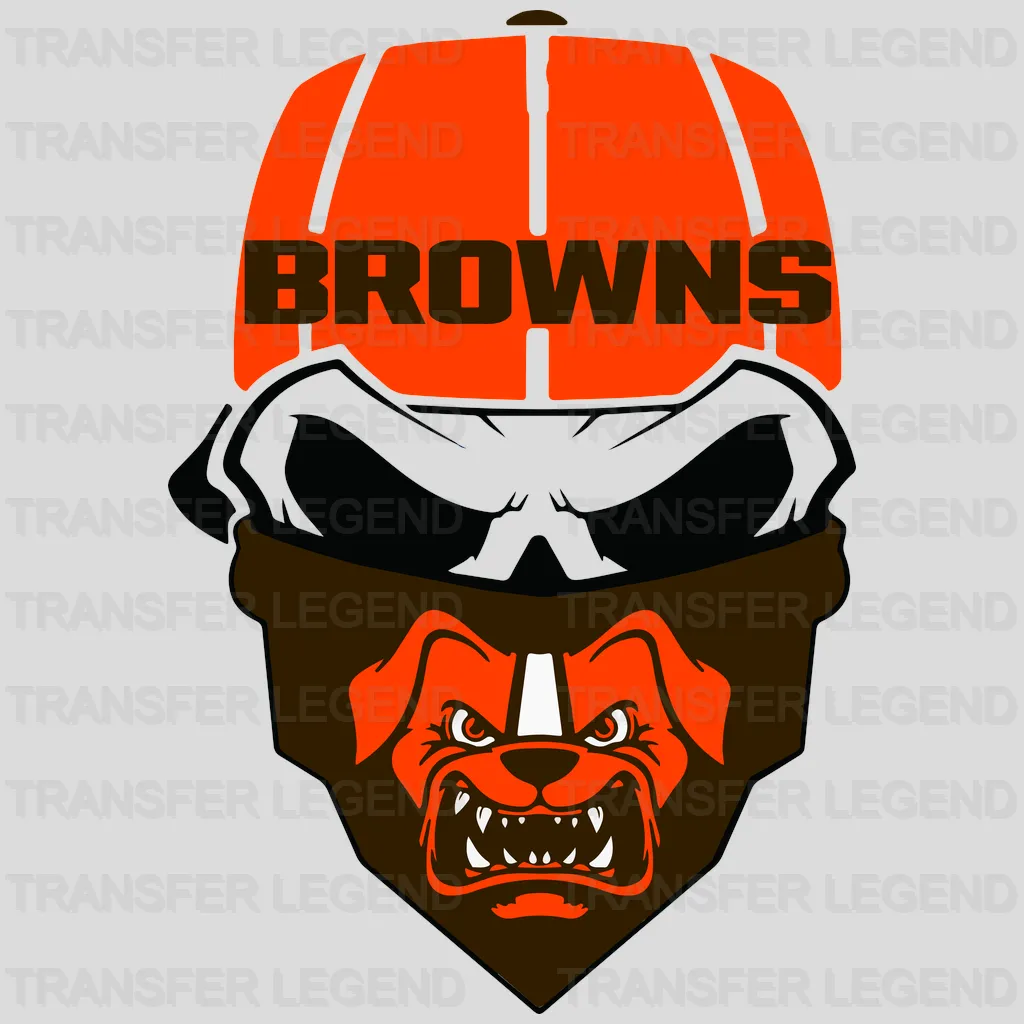 Cleveland Browns Cartoon Helmet Mask Emblem NFL Design - DTF Heat Transfer