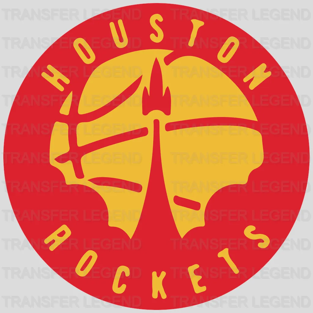 Houston Rockets Yellow/Red Circle Badge Throwback NBA Design - DTF Heat Transfer