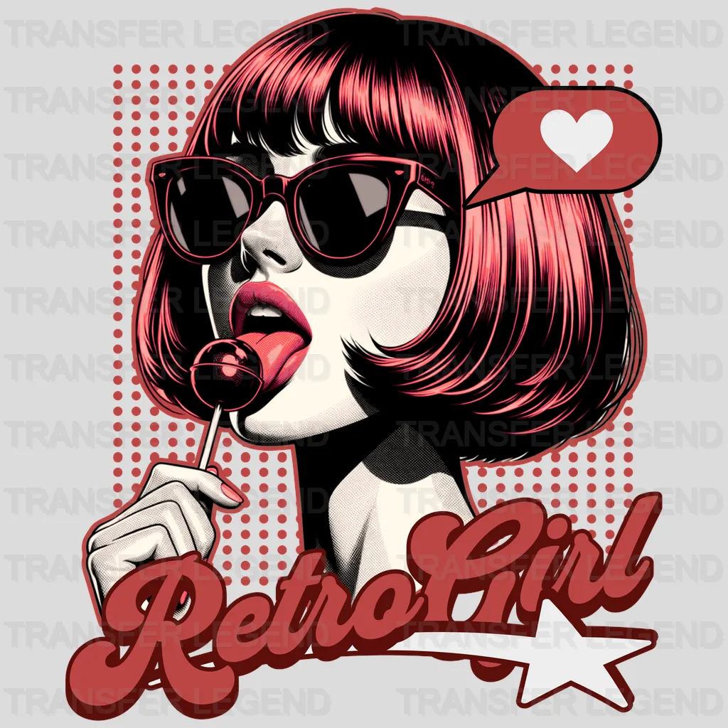 Retro Girl Red Streetwear Design - DTF Heat Transfer - transferlegend