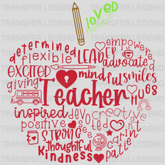 Loved, Humble Teacher 100 Days School Design - DTF heat transfer - transferlegend