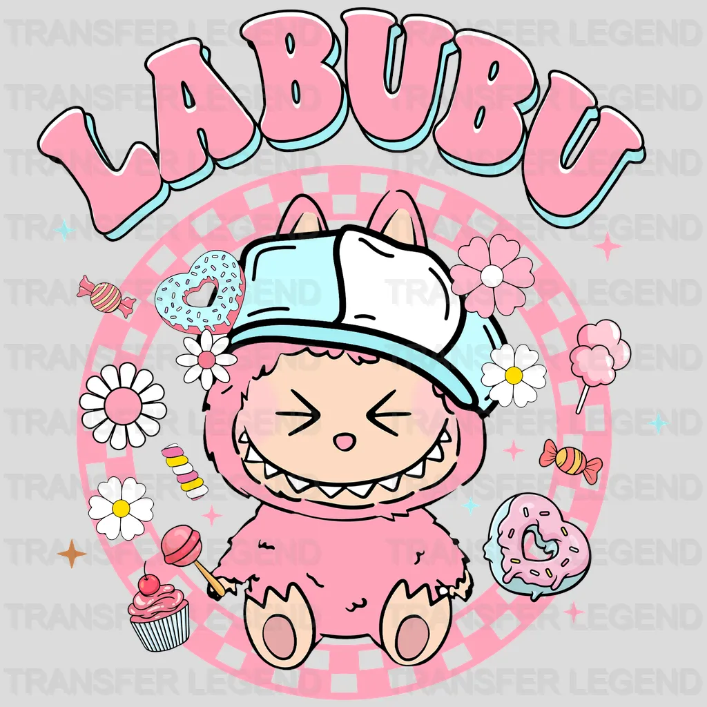 Pink Dunkin Time Labubu Design - DTF Heat Transfers