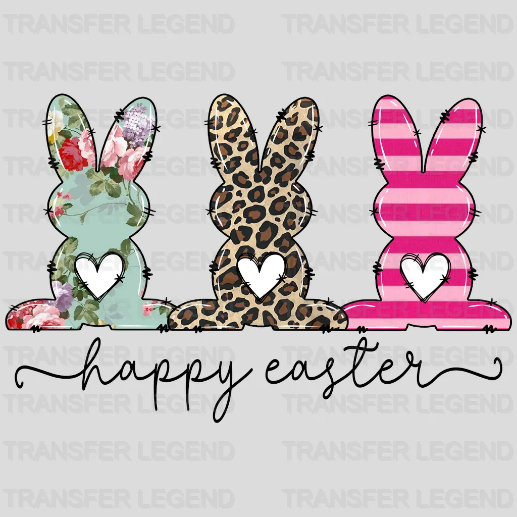 Happy Easter Cute Bunnies Design- DTF heat transfer - transferlegend