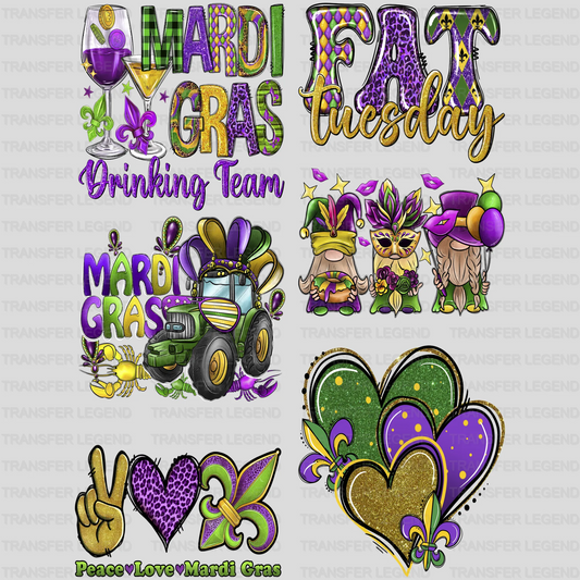 Mardi Gras Premade Gang sheet - 6 PCS 10 INCH - transferlegend