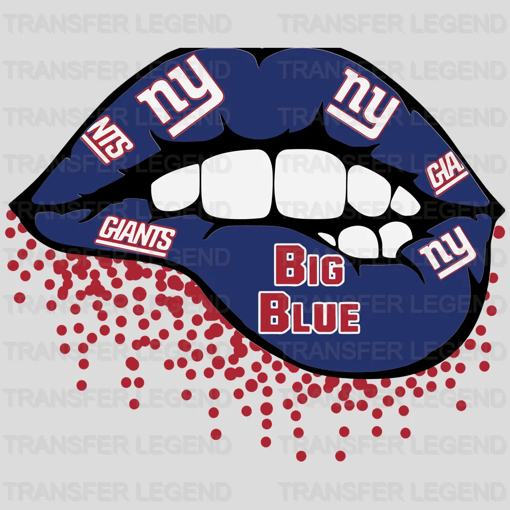 New York Giants dripping football laces skull mashup, NFL design - DTF Heat Transfer