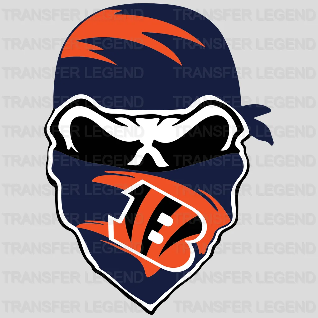 Cincinnati Bengals Skull Mask Design NFL Design - DTF Heat Transfer