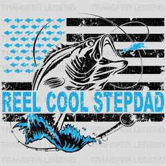 Reel Cool Stepdad Distressed American Flag Design - DTF heat transfer - transferlegend