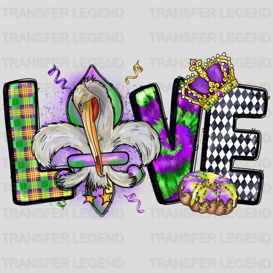 Love Mardi Gras Design- Mardi Gras DTF heat transfer - transferlegend