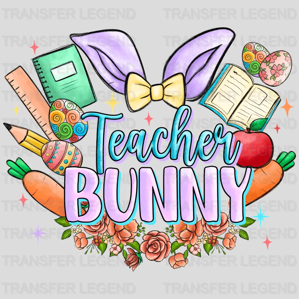 Teacher Bunny Easter Design - DTF heat transfer - transferlegend