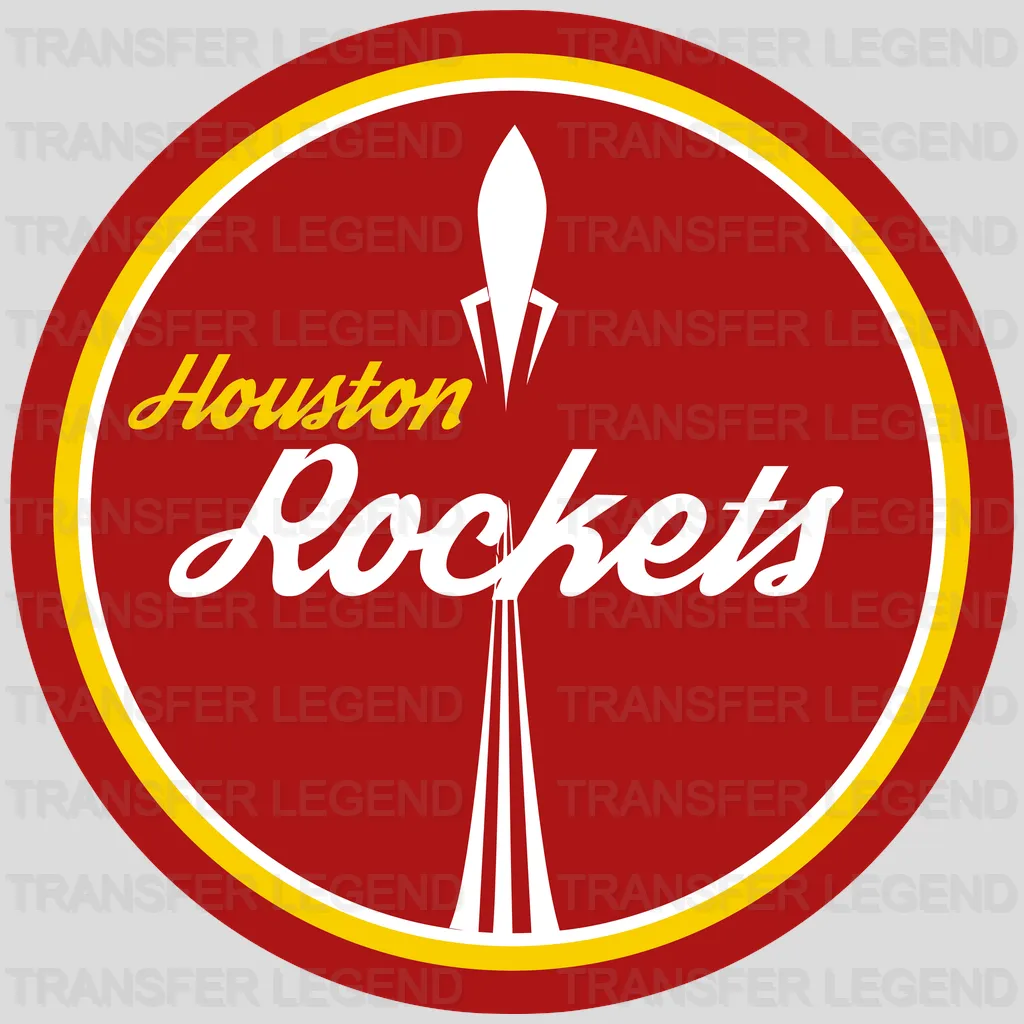 Houston Rockets Vintage Roundel with Script & Launch NBA Design - DTF Heat Transfer