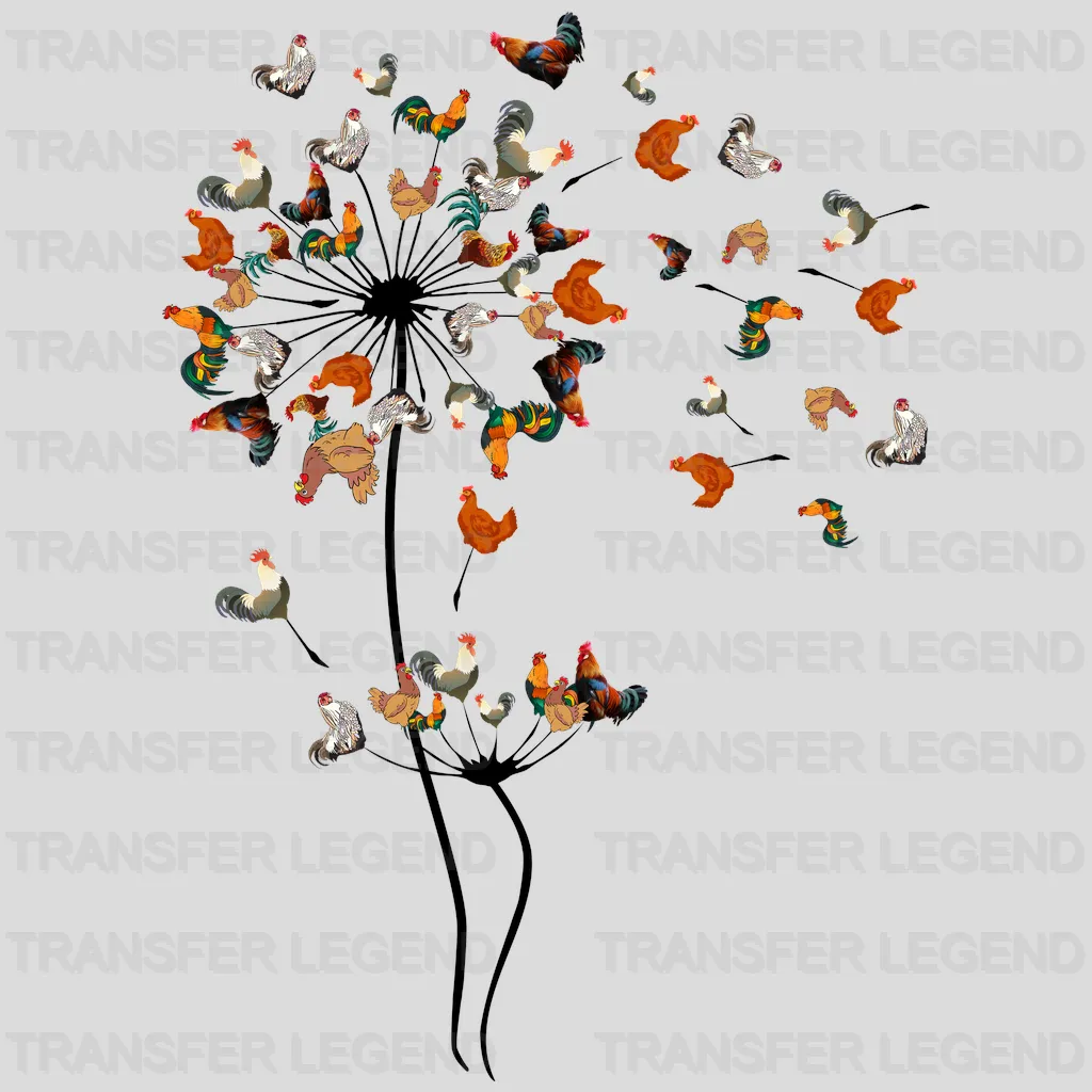 Dandelion Chicken Flower design- DTF heat transfer - transferlegend