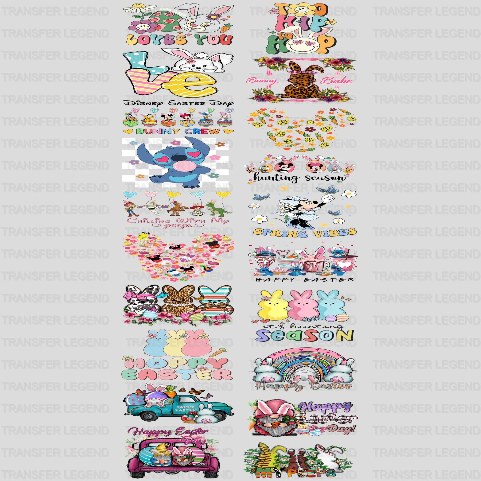 EASTER Premade Gang sheet - 20 PCS 10 INCH - transferlegend