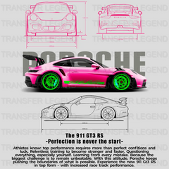 Porsche 911 GT3 RS Pink Cars Design - DTF Heat Transfer - transferlegend