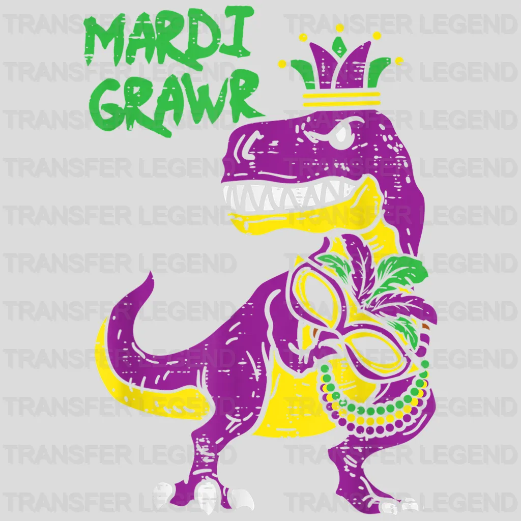 Dinosaur Mardi Gras Design- Mardi Gras DTF heat transfer - transferlegend