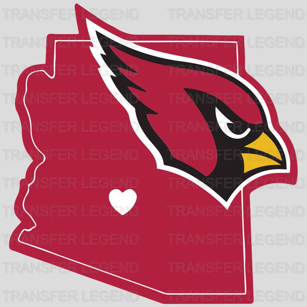Arizona Cardinals Arizona State Heart Outline Logo NFL Design - DTF Heat Transfer