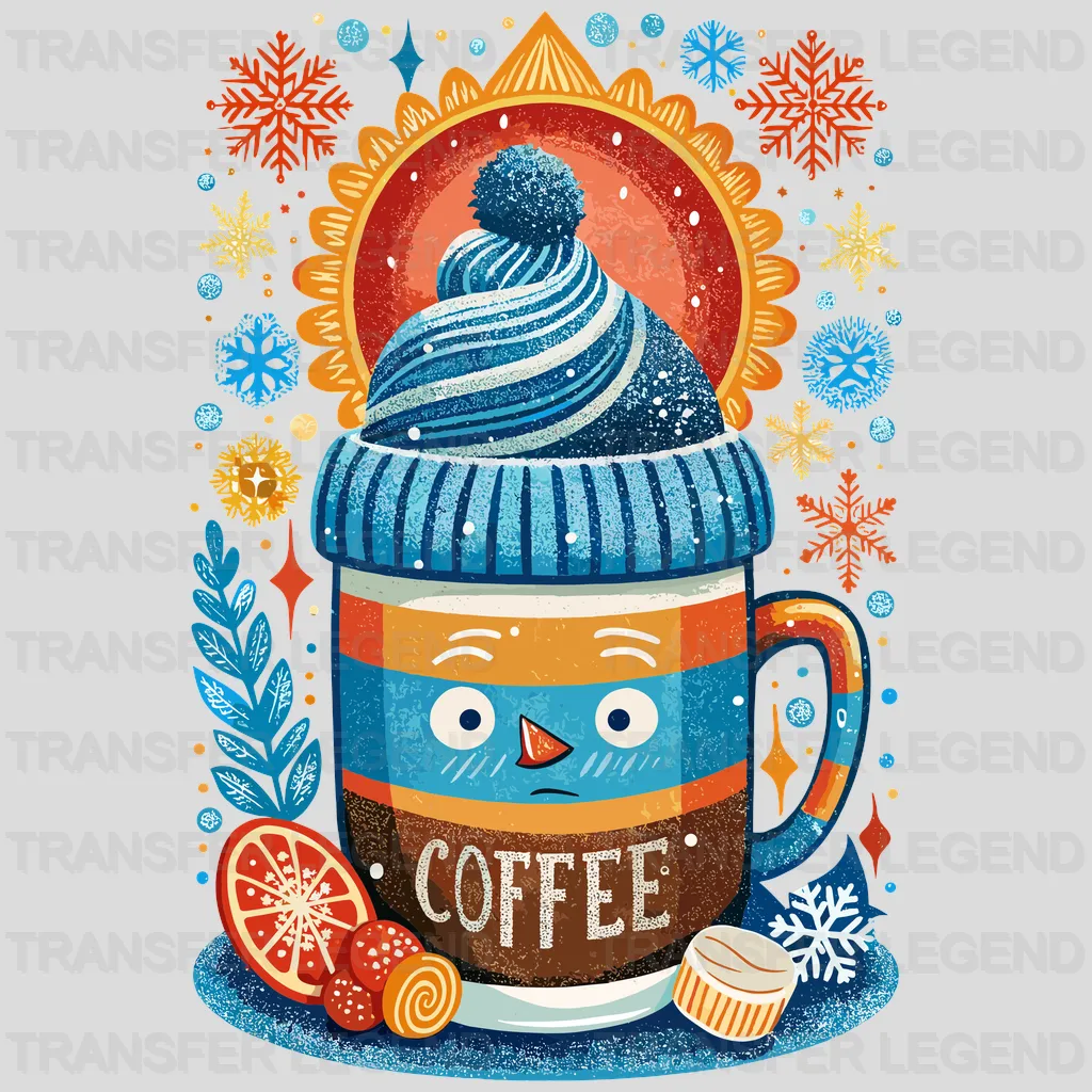 Snow Coffee Winter Design - DTF Heat Transfers - transferlegend