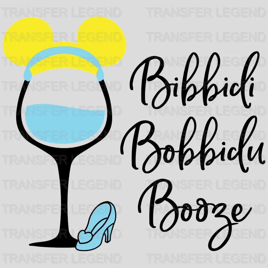 Ears Wine Glass Bibbidi Bobbidu Boozie Design - DTF heat transfer - transferlegend