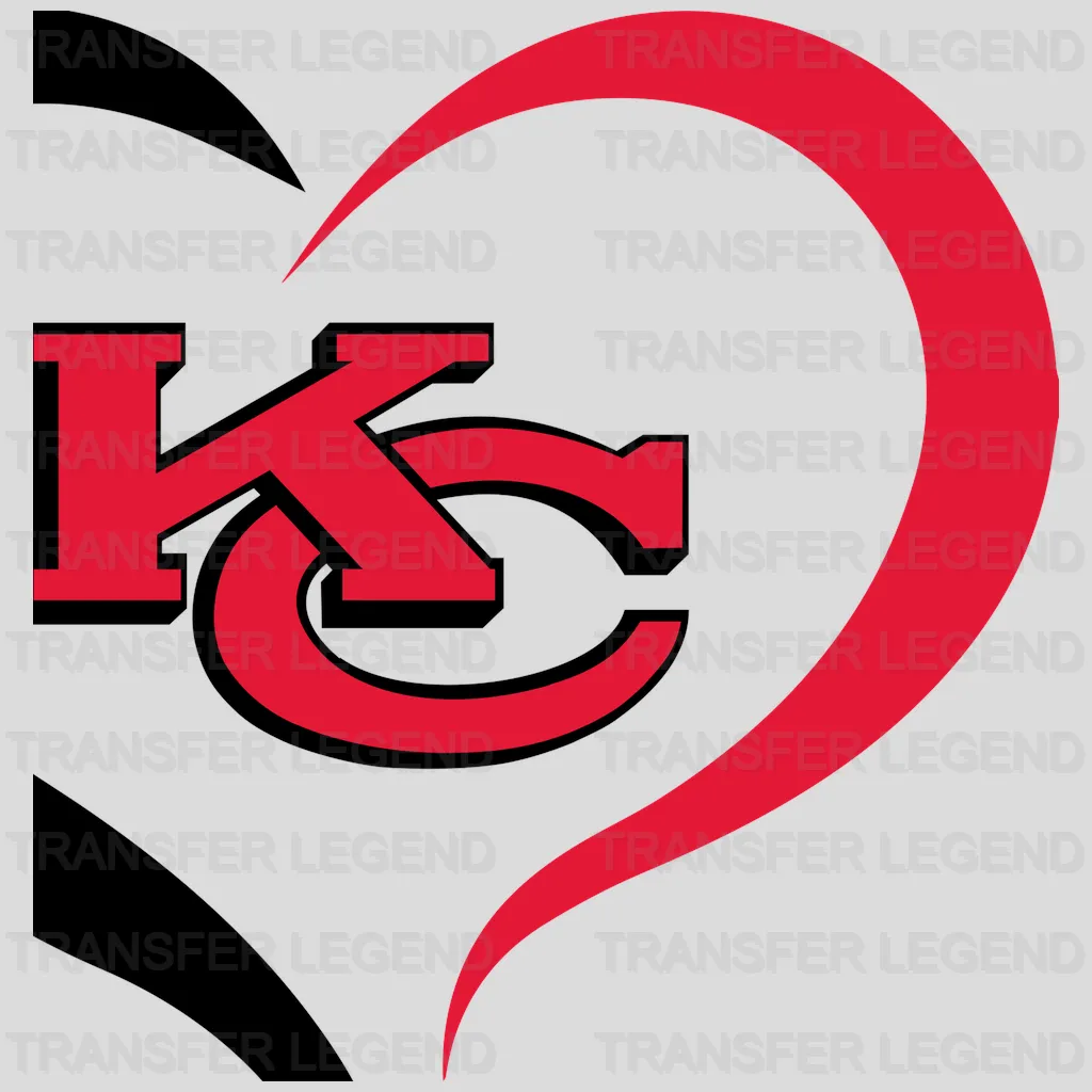 Kansas City Chiefs Heart Swirl Emblem NFL Design - DTF Heat Transfer