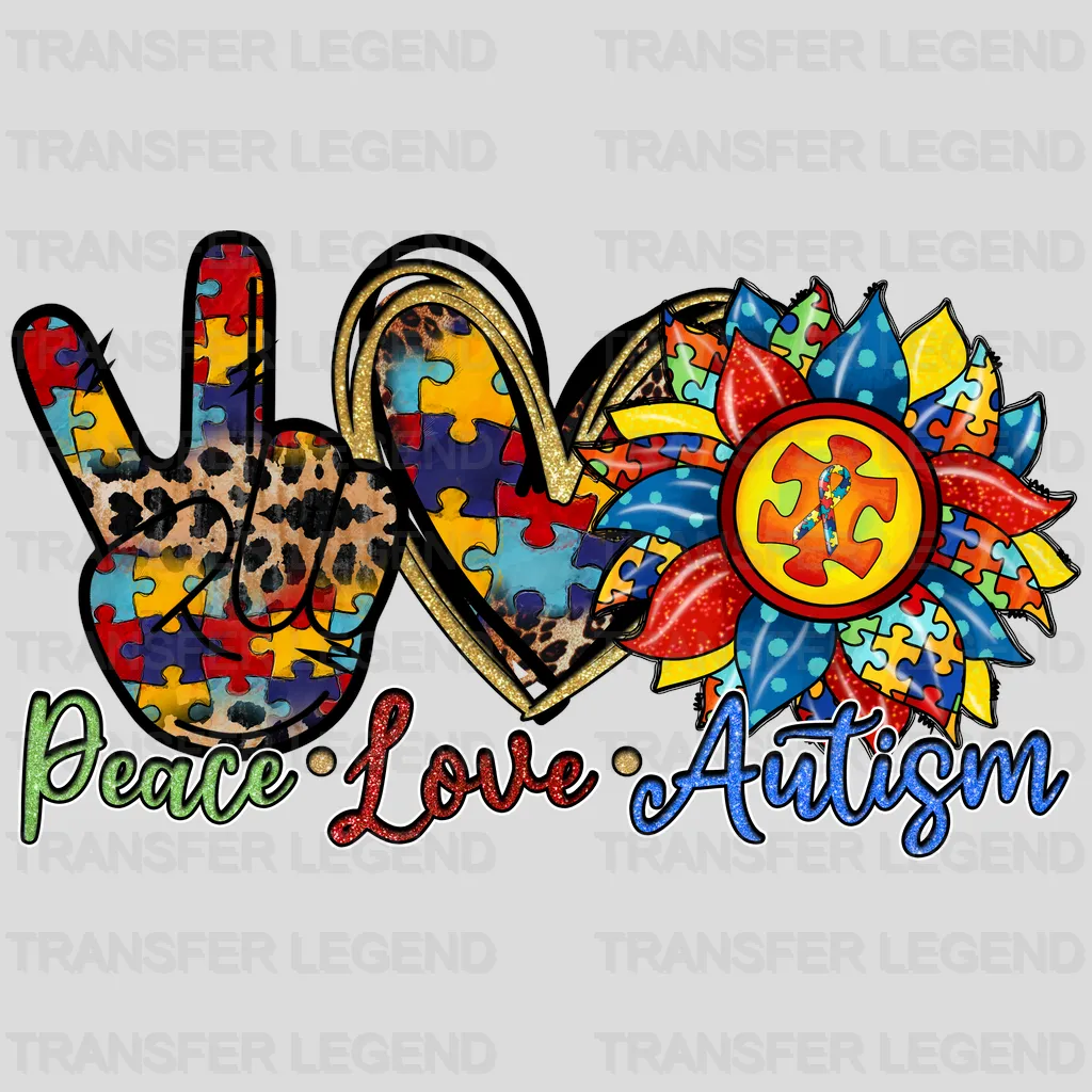 Peace Love Autism Design - transferlegend