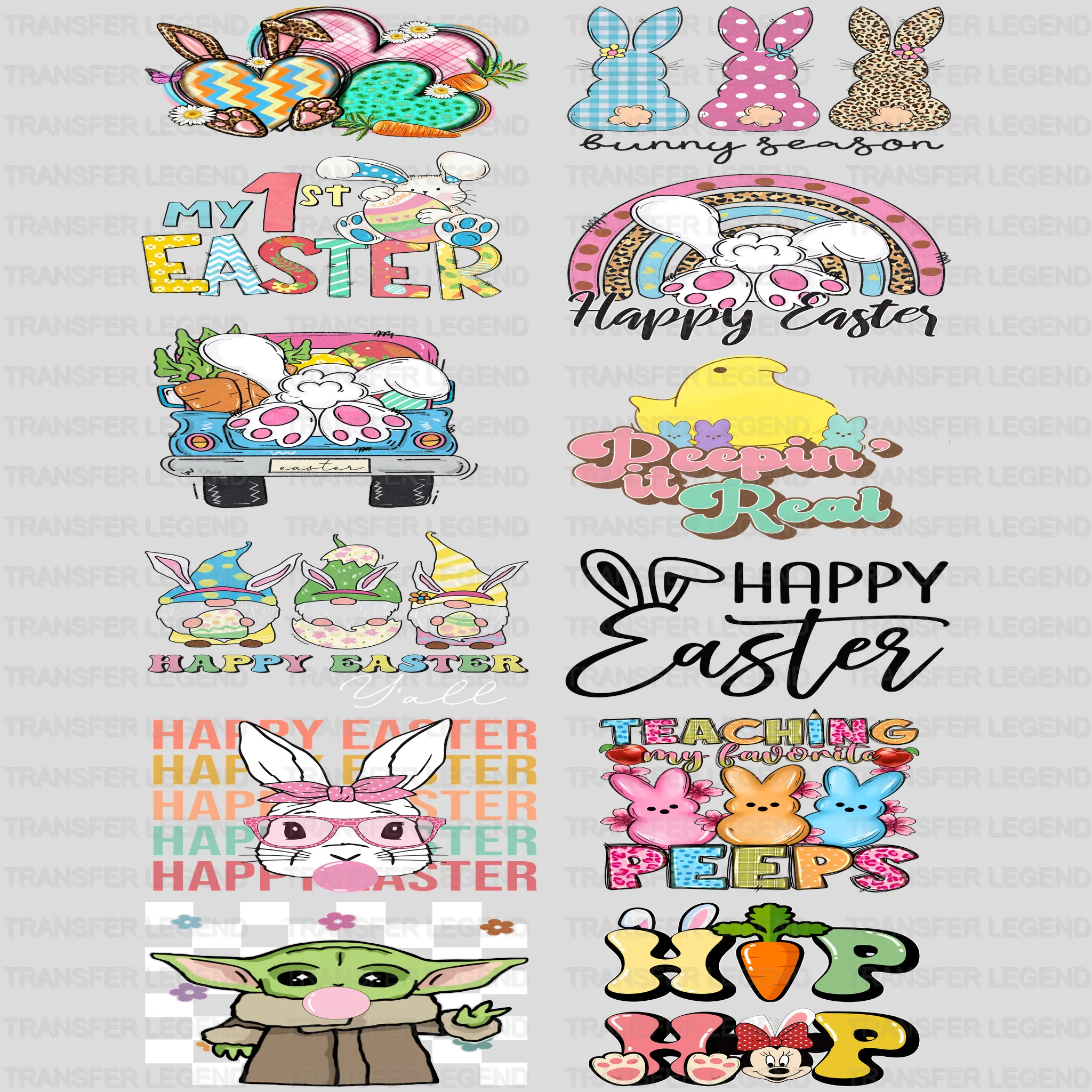 EASTER Premade Gang sheet - 12 PCS 10 INCH - transferlegend