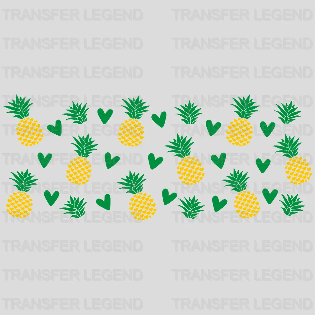 Pineapple Hearts UV DTF Transfer Cup Wrap UV DTF Sticker - transferlegend