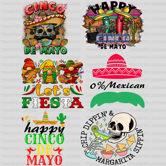 Cinco De Mayo Premade Gang sheet - 6 PCS 10 INCH (Bundle 4) - transferlegend