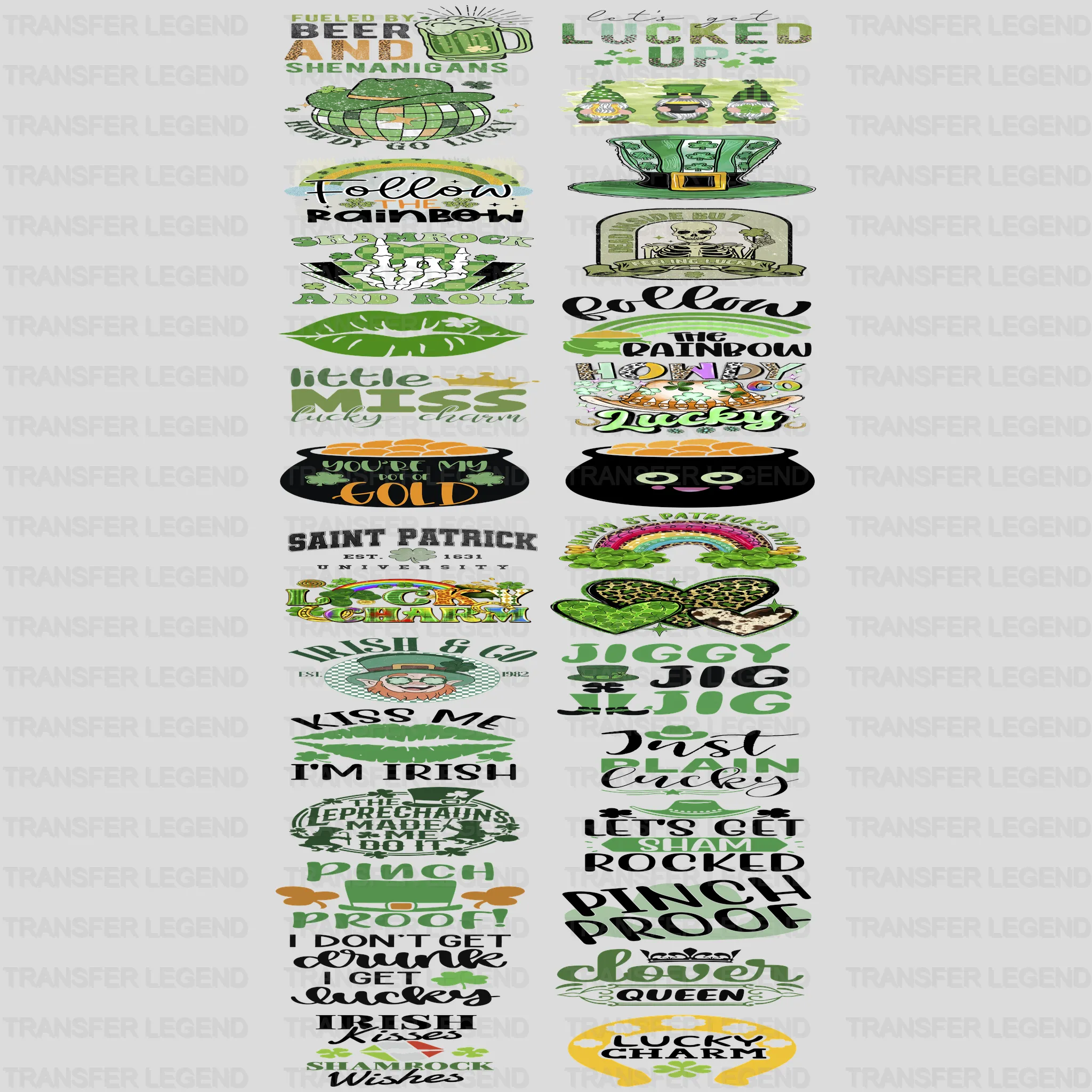 St. Patrick's Day Premade Gang sheet - 30 PCS 10 INCH - transferlegend