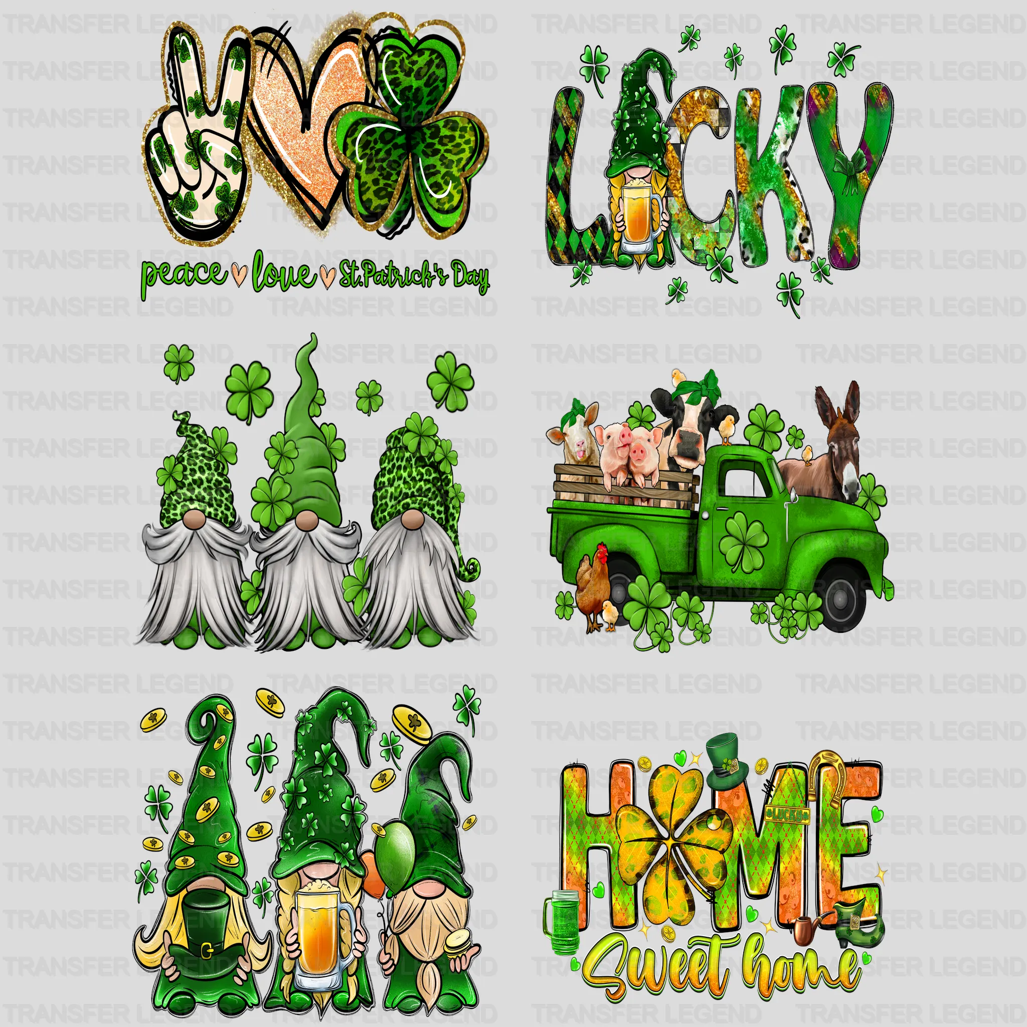 St. Patrick's Day Premade Gang sheet - 6 PCS 10 INCH - transferlegend