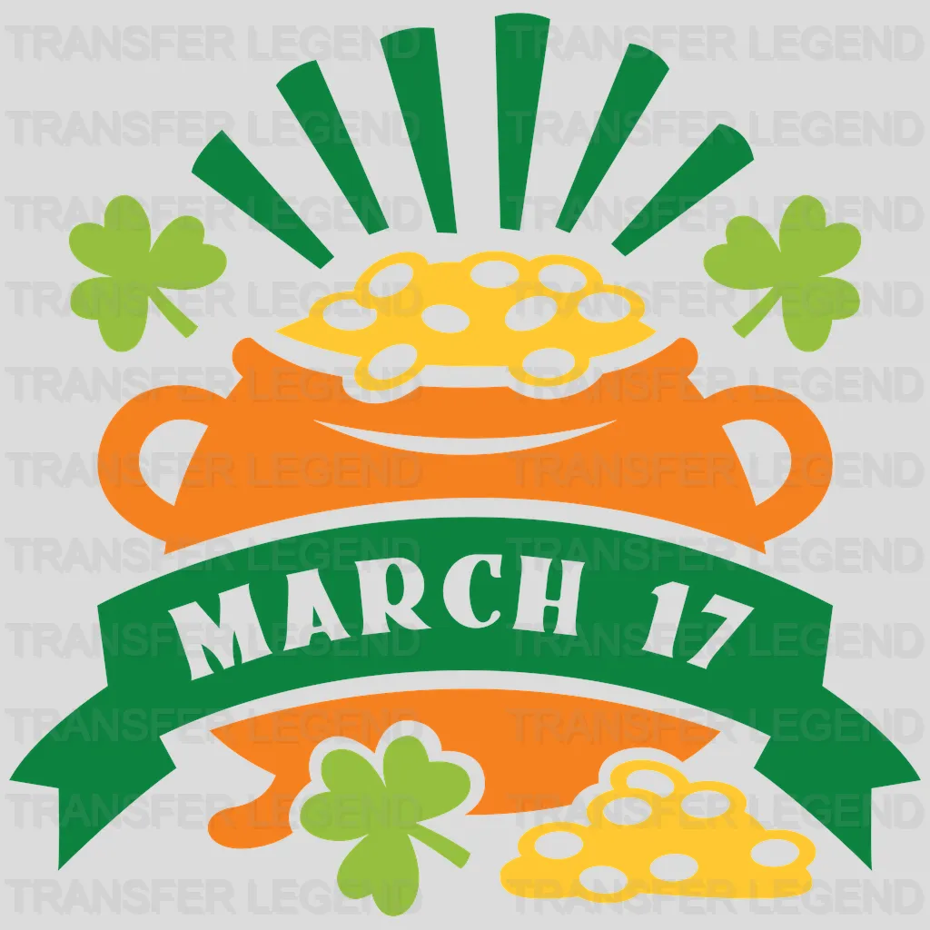 March 17 Gold Pot St. Patrick's Day Design - DTF heat transfer - transferlegend