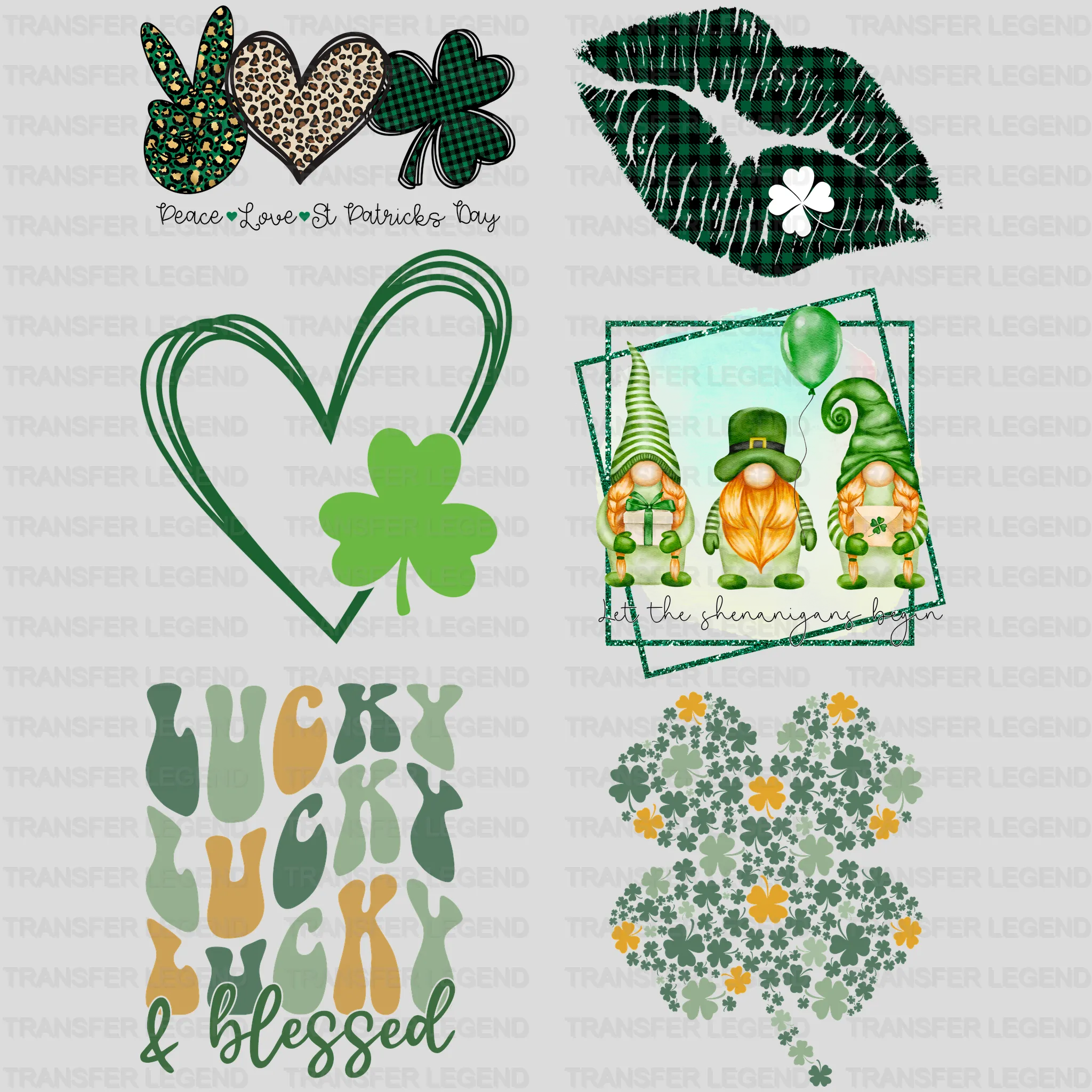 St. Patrick's Day Premade Gang sheet - 6 PCS 10 INCH - transferlegend