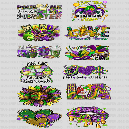 Mardi Gras Premade Gang sheet - 12 PCS 10 INCH - transferlegend