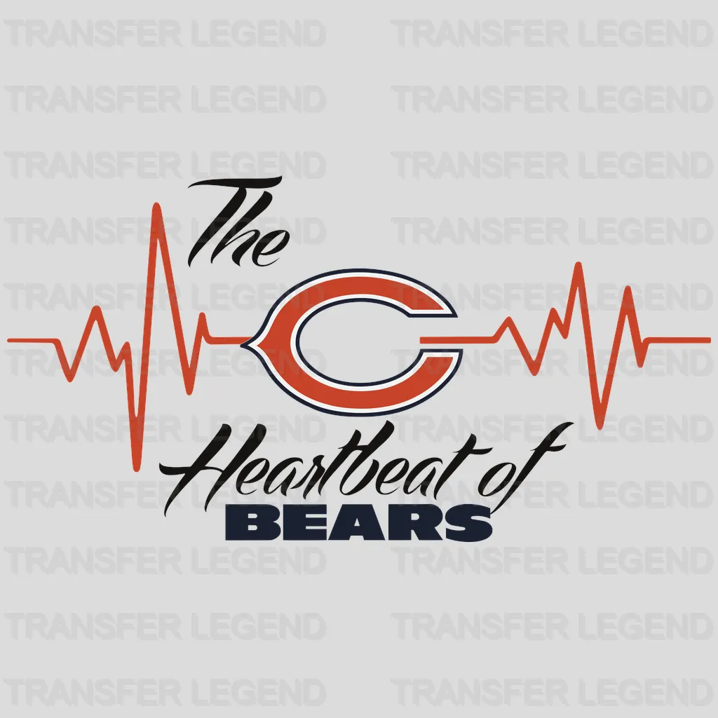 Chicago Bears Heartbeat Line & Logo NFL Design - DTF Heat Transfer
