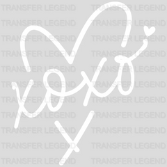 XOXO Heart Black & White Valentine's Day Design - DTF heat transfer - transferlegend