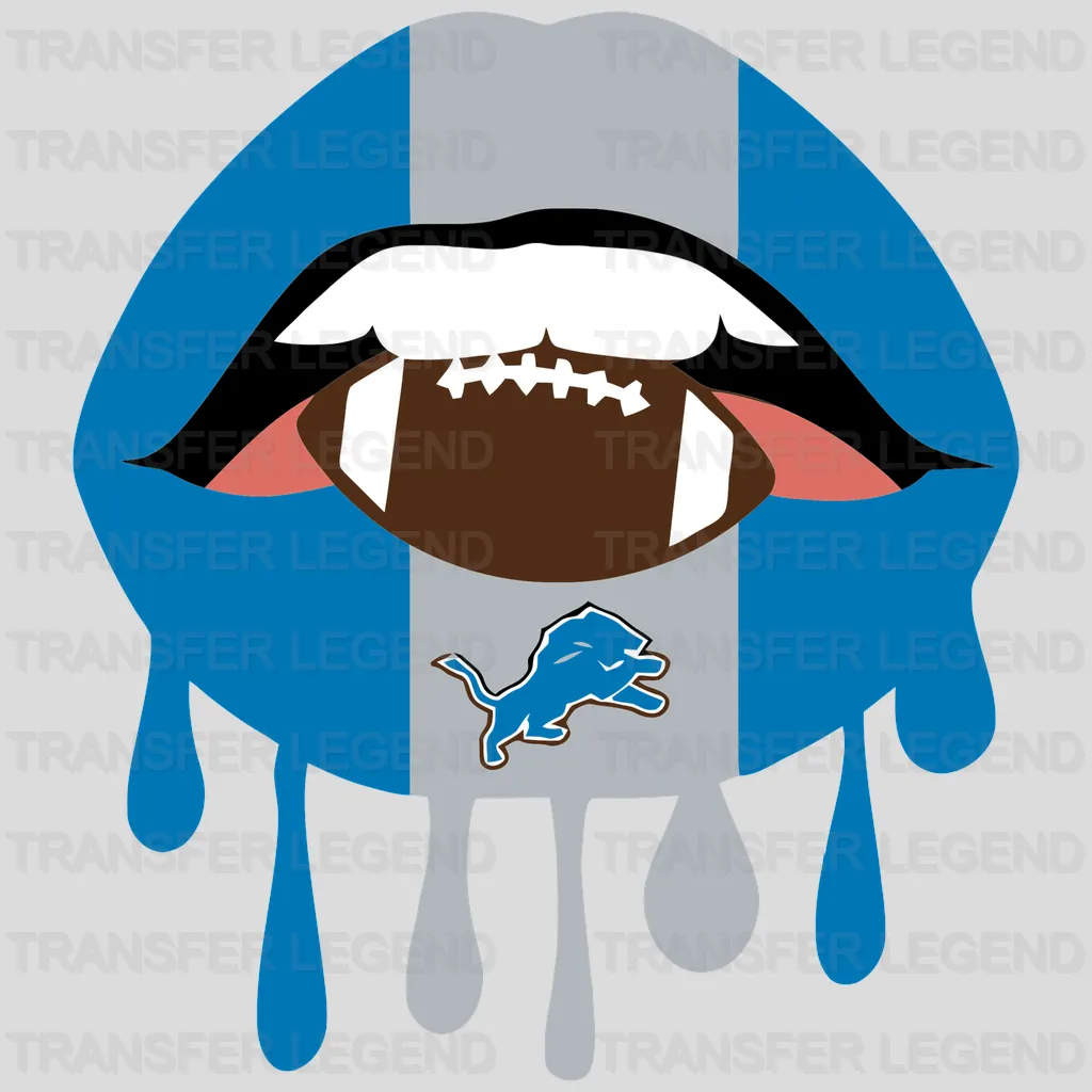 Detroit Lions Dripping Lips Football Logo NFL Design - DTF Heat Transfer