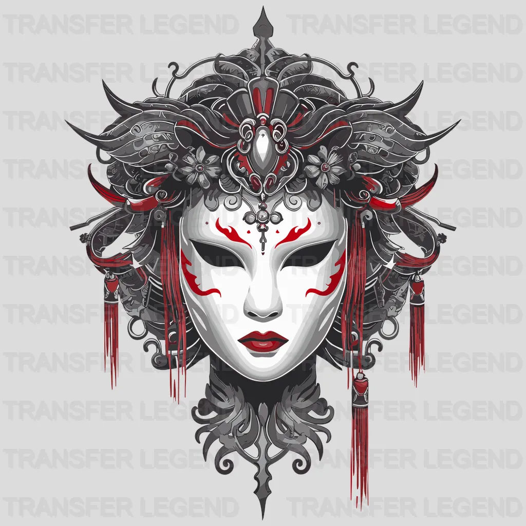 Black Lady Mask Asian Design - DTF Heat Transfer - transferlegend