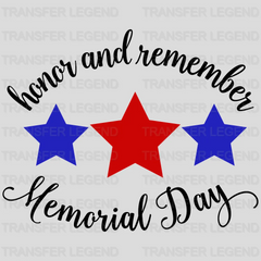 Honor And Remember - Memorial Day DTF Transfer - transferlegend