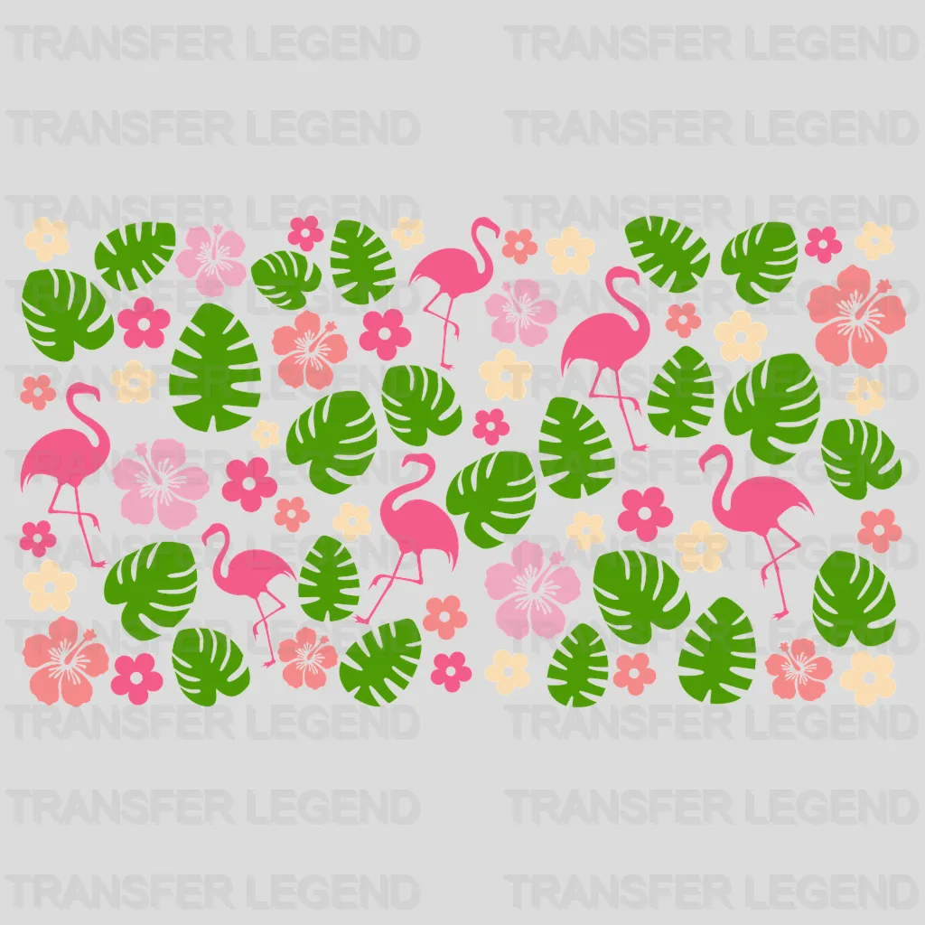 Flamingos And Flowers UV DTF Transfer Cup Wrap UV DTF Sticker - transferlegend