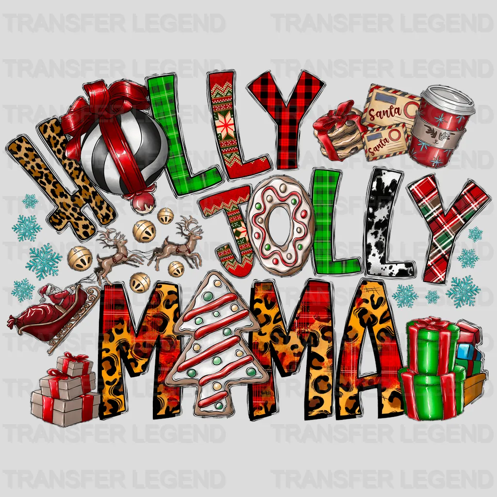 HOLLY JOLLY MAMA Christmas Design - DTF heat transfer - transferlegend